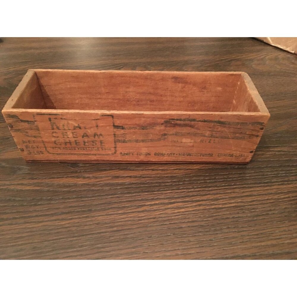 Vintage KRAFT CREAM CHEESE 3 Lb Wood Box Crate Case Chicago ~ New York 11x4x3"